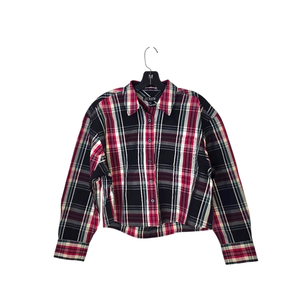 J. Crew Étienne Cropped Shirt Stewart Tartan Cotton Poplin Plaid Women's S NWT - Picture 3 of 11